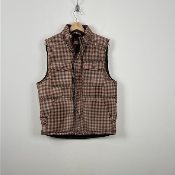 Goodfellow & Co Other - GoodFellow & Co 4 Pocket Zip Snap Men's M Brown Cream Checkered Plaid Vest